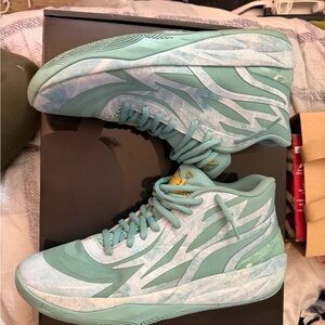 Teal and White High-Top Sneakers